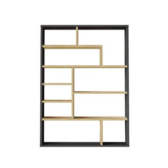 Mobili Rebecca Mobili Rebecca - Librer&iacute;a Rebecca Mobili Farako 123,5x90x22 Tablero De Part&iacute;culas Gris Oscuro Marr&oacute;n Claro Moderno
