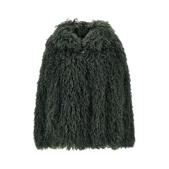 Emporio Armani Blouson-jack van harig imitatiebont - Dames - Jassen - Groen - Maat: S Zijde