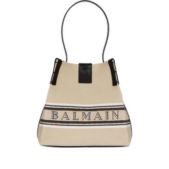 Balmain Release Canvas And Leather Bucket Bag