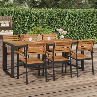 Berkfield Home Garden Table with U-shaped Legs 200x90x75 cm Solid Wood Acacia in Brown | Size: 200 x 90 x 75 cm