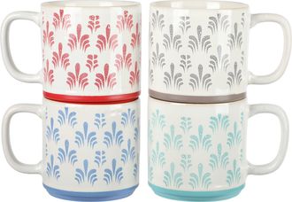 Gibson Home Morning Mist 4 Piece 18 Ounce Stoneware Mug Set in Assorted Colors