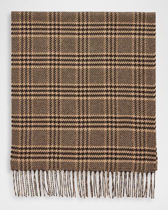 Saint Laurent Prince of Wales Silk Cashmere Scarf