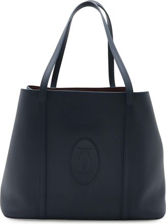 Cartier Blue Leather Shoulder Bag Tote Bag (Pre-Owned)