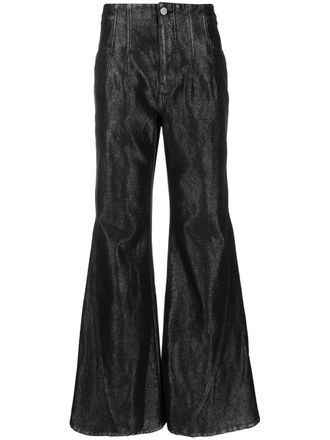 Alberta Ferretti Lurex wide-leg jeans - women - Cotton/Metallic Fibre/Cotton/Viscose - 46 - Black