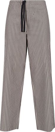 Kaptain Sunshine Black/Beige Vertical Striped Straight-Leg Trousers