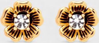 Coach Womens Coach Signature Tea Rose Stud Earrings Metal - Size: O/S