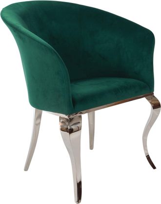 OEM Sill&oacute;n De Sal&oacute;n De Terciopelo Verde Con Patas Plateadas En Estilo Glamuroso