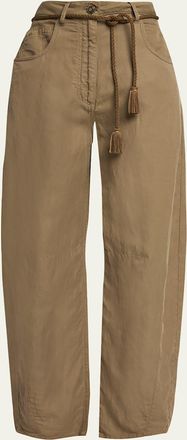 Giorgio Armani Belted Barrel-Leg Ankle Pants