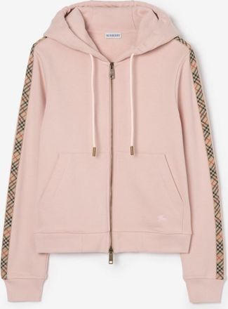 Burberry Check Trim Cotton Zip Hoodie