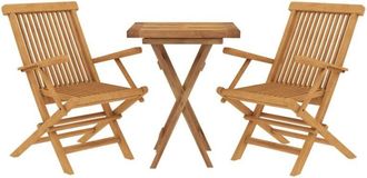 vidaXL 3 Piece Garden Dining Set Solid Wood Teak vidaXL