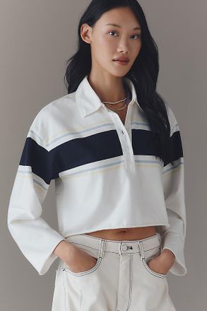Re/Done Rugby Crop Polo Top