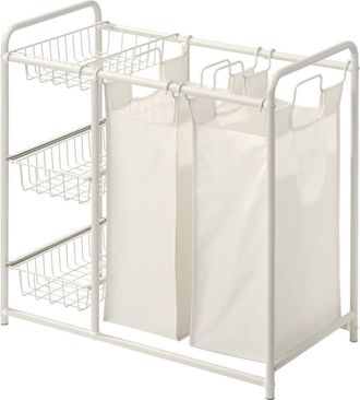 5five Simply Smart 45l Linea Bianco Cesto Per La Biancheria A 2 Scomparti - 5five