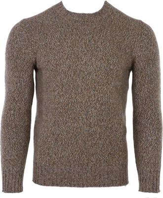 Fedeli Mens Cashmere Twist Crewneck Sweater In Brown
