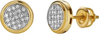 LuvMyJewelry Isolde 10K Yellow Gold Cluster Diamond Unisex Earrings - 0.15 Cts