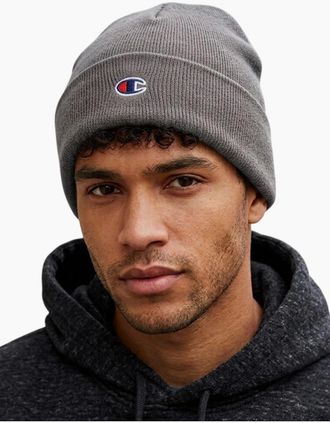 Champion Mens CHAMPION Mens Beanie Hat Winter Warm Thick knitted Ribbed Outdoor Unisex Caps - Grey