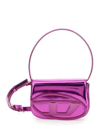 Diesel 1Dr Violet Shoulder Bag With Oval D Patch In Lamintaed Leather Woman