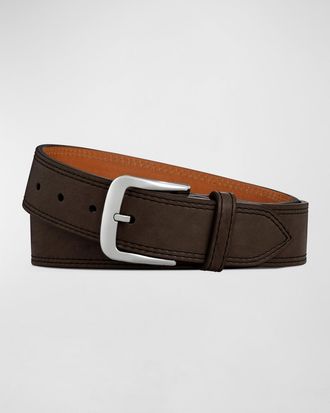 Shinola Mens Essex Double Stitch Leather Belt