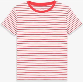 primary Adult Rib Tee In Stripe in Strawberry White Stripe at Nordstrom, Size Xx-Large