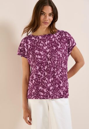 Cecil T-Shirt CECIL, Damen, Gr. XXL (46), rosa (cherry blossom pink), Jersey, Obermaterial: 55% Viskose, 45% Polyester, bedruckt, normal h&uuml;ftbedeckend, U-Bo