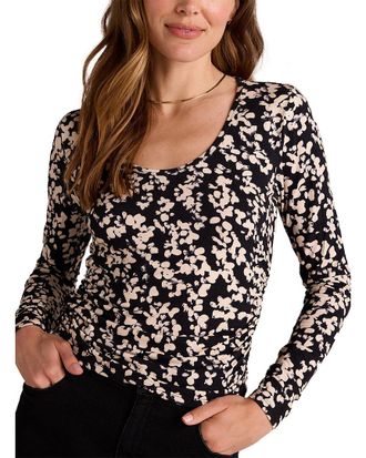 Bella Dahl Scoop Neck Shirred Long Sleeve Top