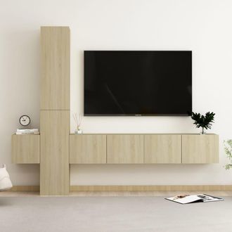 Berkfield Home 5 Piece TV Cabinet Set Sonoma Oak Engineered Wood in Brown