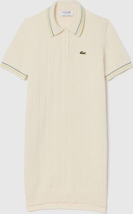 Lacoste Womens French Made Polo Dress in Cream Cotton - Size 12 UK