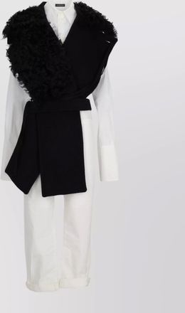 Ann Demeulemeester manon asymmetric plastron scarf with fur collar