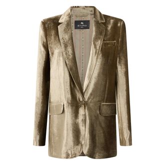 Etro Velvet Jacket - female - Etro - Blazers - Yellow - XL - Jackets