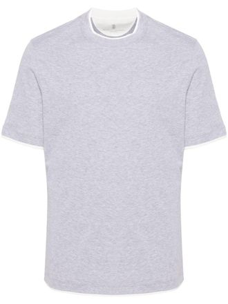 Brunello Cucinelli T-shirt met gelaagde rand - Grijs