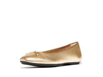 FitFlop Delicato Bow Soft Metallic-Leather Ballerinas Womens Flat Shoes Old Gold : 9 M (B)