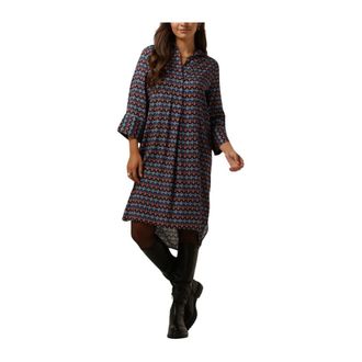 Kudibal Copenhagen Kleedjes, Dames, Veelkleurig, M, Chique Blauwe Bloemenjurk