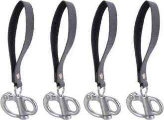 OEM Set Di 4 Cordini Da Arrampicata A Sgancio Rapido In Acciaio 316 Con Cinturini In Pelle - Per Un Fissaggio Stabile - Impugnatura In Pelle - Moschettone