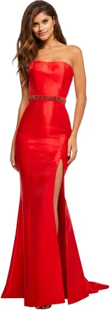 Sherri Hill Strapless Gown In Red