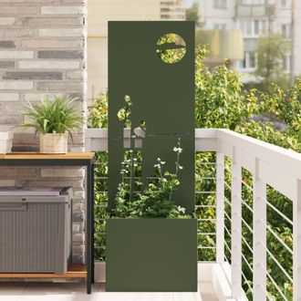 vidaXL Macetero De Jard&iacute;n Con Panel Decorativo Verde Oliva 50 X 140 Cm Vidaxl