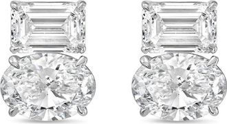 Diana M. Jewels 14kt white gold 12.00 cts emerald and oval diamond earrings