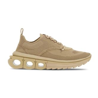 Ferragamo Nima Knit Sneakers - Heren - Sneakers - Beige - 44 EU - Leer - Schoenen