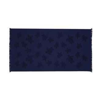 Vilebrequin Home, unisex, Blauw, ONE Size, Katoen, Strandlaken van biologisch katoen schildpad jacquard