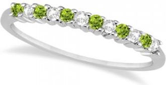 Allurez Petite Diamond & Peridot Wedding Band 14k White Gold (0.20ct)