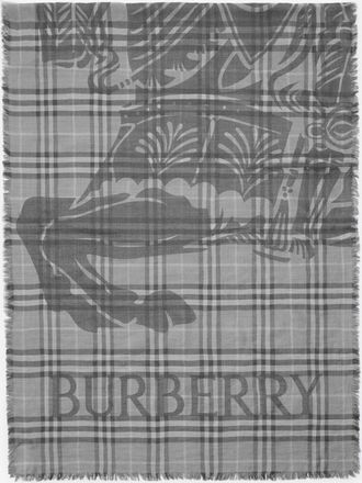 Burberry Wide EKD Check Wool Silk Scarf