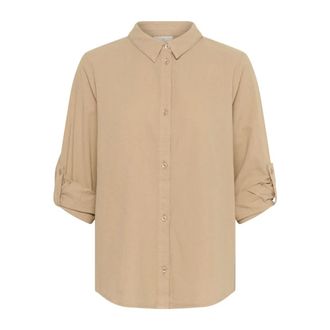 Kaffe Camicia Corta Classica Sabbia - - Blouses & Shirts - Donna - Beige - XS