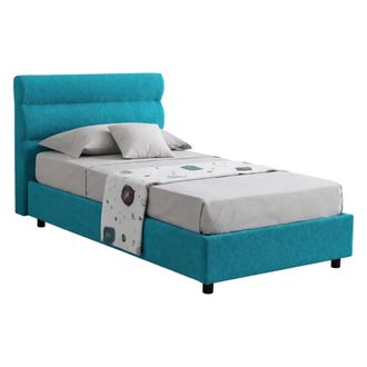 Dmora Cama Individual Brendola, Colch&oacute;n Incluido, Desenfundable, Hecho En Italia, Con Caj&oacute;n, Azul