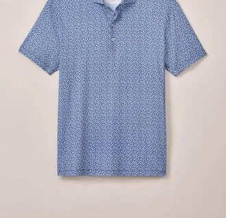 Johnnie-O Mens Four Leaf Performance Polo In Blue