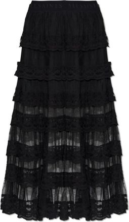 AllSaints Maggie Gelaagde Kant Maxi Rok - Dames - Maxi Rokken - Zwart - XS - Tule - Rokken