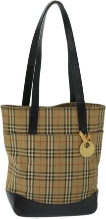 Burberry Pre-owned Tote Bags, female, Beige, Size: ONE SIZE Pre-owned Vintage Haymarket Check Tote Bag
