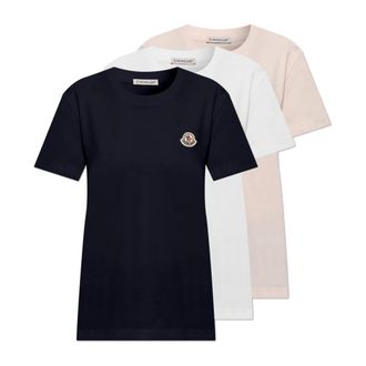 Moncler T-Shirts, female, Multicolor, Size: S Three-Pack Logo Patch T-Shirts