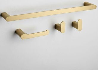 Rea Juego De Colgadores De Ba&ntilde;o Rea Mati Brush Gold 4 Pieces