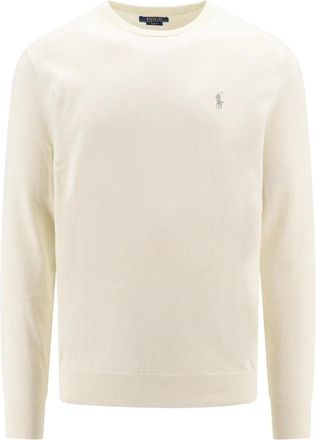 Polo Ralph Lauren Witte Slim Fit Gebreide Trui - Heren - Ronde hals truien - Wit - XL - Katoen - Truien & Vesten