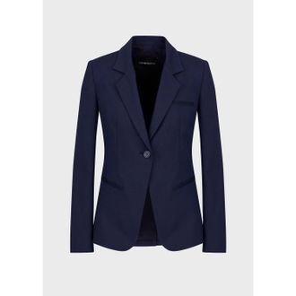 Emporio Armani Womens Blazer in Navy Cotton - Size 16 UK