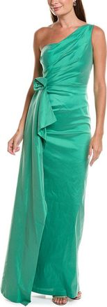 Teri Jon by Rickie Freeman Taffeta One-Shoulder Flower Corsage Waist Gown