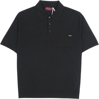 Gucci Fijn Gebreide Wol Polo - Heren - Polos - Zwart - M - Wol - Tops